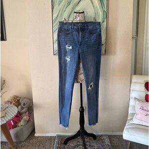 Express Skinny High Rise Denim Perfect Distressed Jeans Size 4 Euc